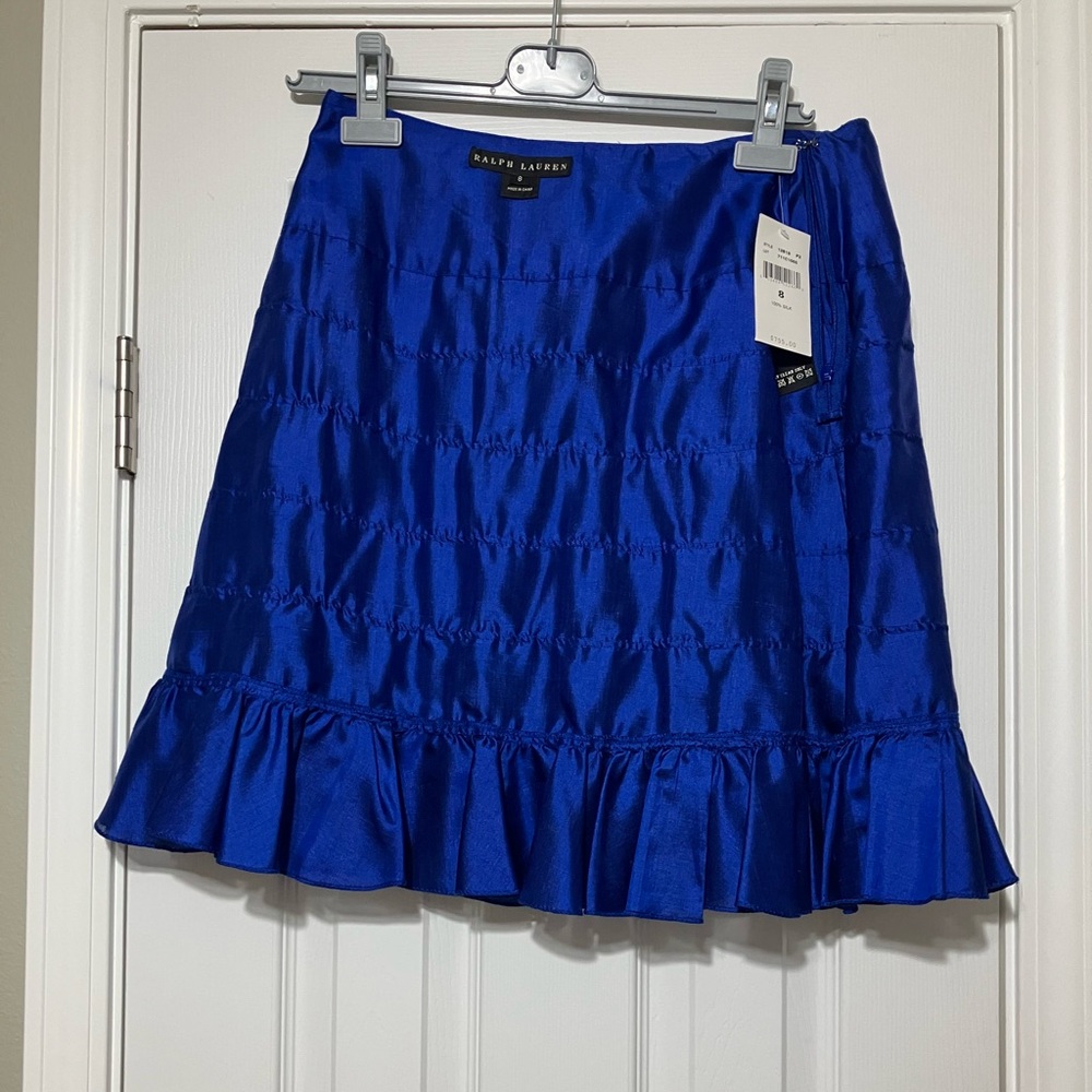 NWT Ralph Lauren Black Label Silk Tiered Ruffle Skirt - Picture 4 of 5